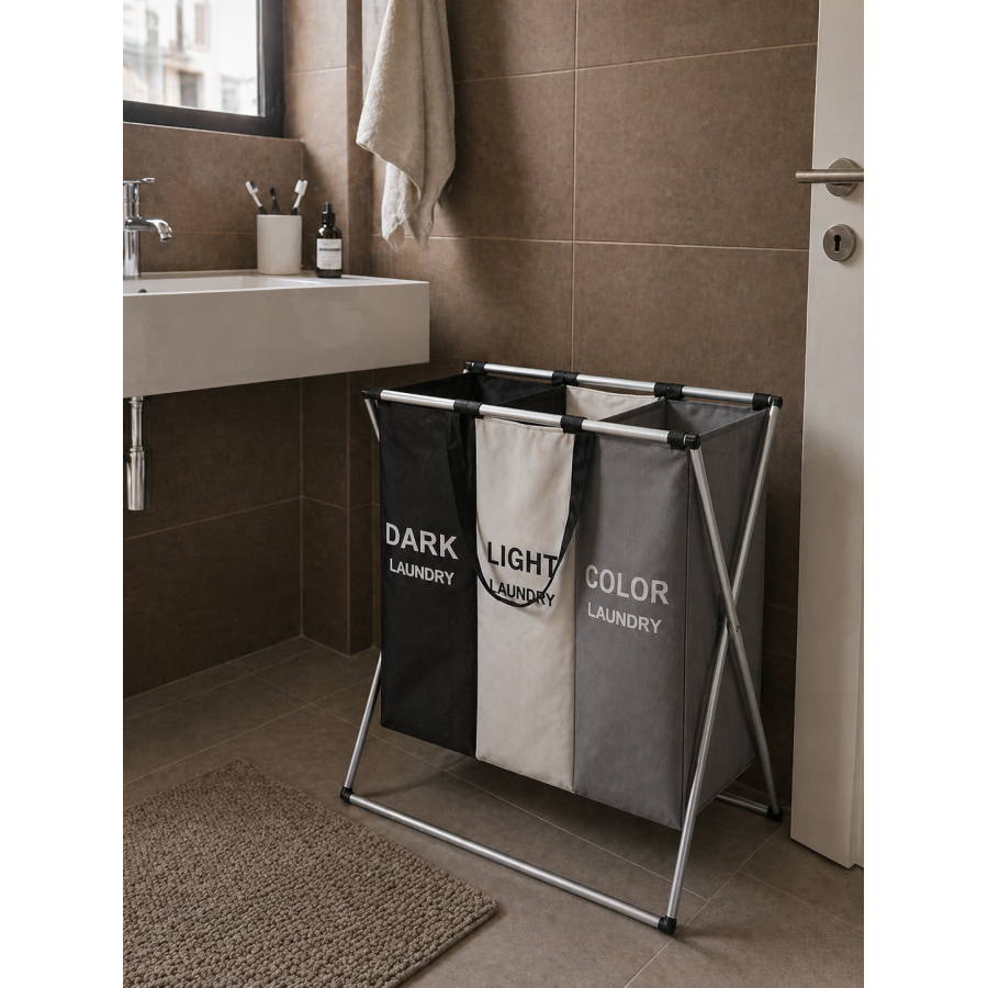 Καλάθι Απλύτων Polyester με Σκελετό Αλουμινίου 58x40cm MRShome
