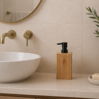 Δοχείο Κρεμοσάπουνου από Bamboo με Αντλία από ABS 8.5x6.6x17.5cm MRShome