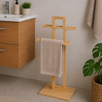 Επιδαπέδια Κρεμάστρα 2 Θέσεων από Bamboo 37x25x85cm MRShome