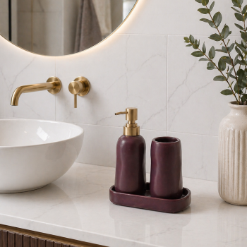 Σετ Μπάνιου Stoneware 3 Τεμαχίων Aubergine 7428U MRShome