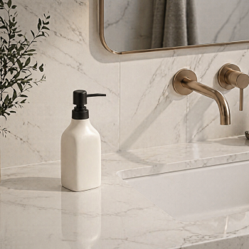Δοχείο Κρεμοσάπουνου Stoneware 350ml 9x6x19.5cm White MRShome