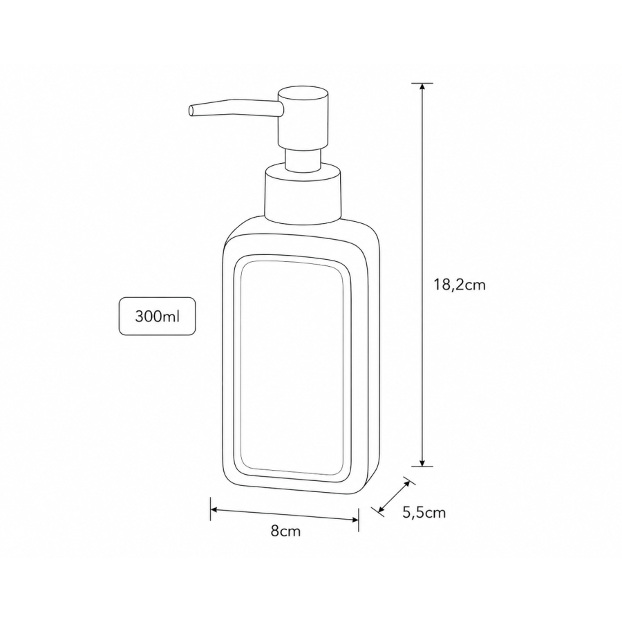 Δοχείο Κρεμοσάπουνου από Δολομίτη 300ml 8x5.5x18.2cm White MRShome