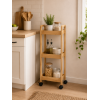 Ραφιέρα Bamboo/MDF με 3 Ράφια Φυσική με Ροδάκια 28.5x21x79cm MRShome