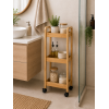 Ραφιέρα Bamboo/MDF με 3 Ράφια Φυσική με Ροδάκια 28.5x21x79cm MRShome