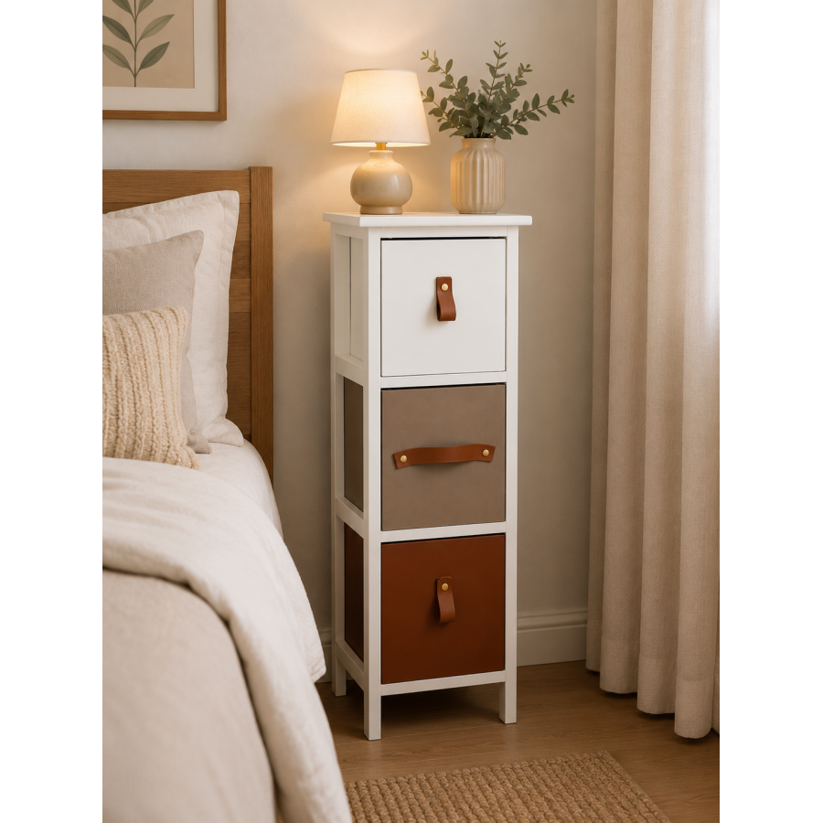 Συρταριέρα MDF με 3 Συρτάρια με Λαβή Multi 25x25x77cm MRShome