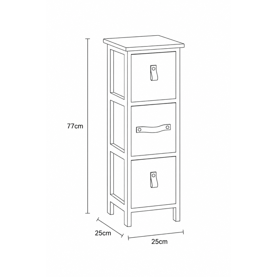 Συρταριέρα MDF με 3 Συρτάρια με Λαβή Multi 25x25x77cm MRShome