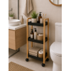 Ραφιέρα Bamboo/MDF με 3 Ράφια Φυσική/Μαύρη με Ροδάκια 28.5x21x79cm MRShome