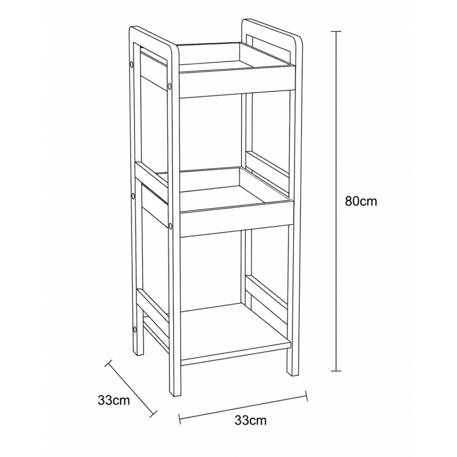 Ραφιέρα 3 θέσεων Bamboo/MDF Μπεζ/Μαύρη 33x33x80cm MRShome