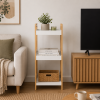 Ραφιέρα 3 θέσεων Bamboo/MDF Μπεζ/Λευκό 33x33x80cm MRShome