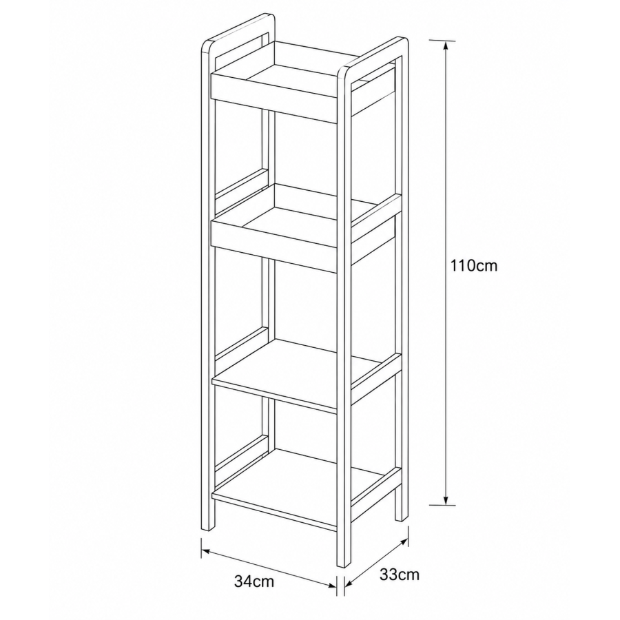 Ραφιέρα 4 θέσεων Bamboo/MDF Μπεζ/Λευκή 34x33x110cm MRShome