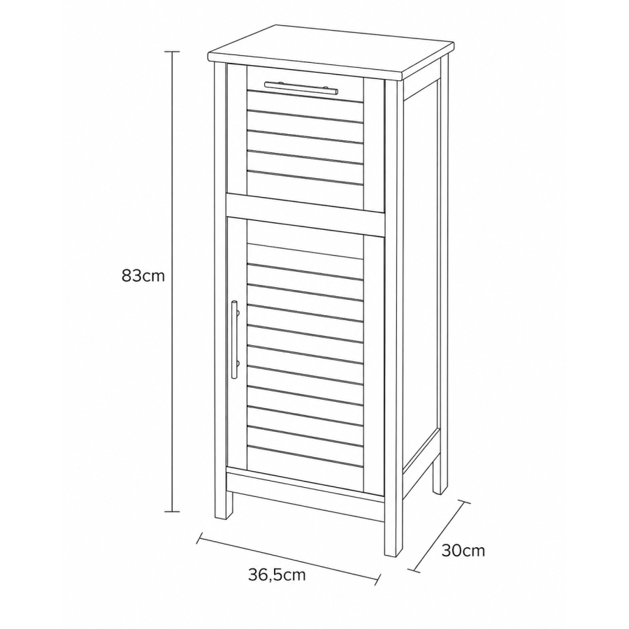 Έπιπλο MDF/Βελανιδιά με 1 Συρτάρι και 1 Ντουλάπι με Ράφι στο Εσωτερικό Καφέ/Λευκό 36.5x30x83cm MRShome