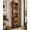Έπιπλο MDF/Ακακία με 1 Ντουλαπάκι και 5 Ράφια Αποθήκευσης Γκρι/Καφέ 38.5x30x170cm MRShome