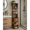 Έπιπλο MDF/Ακακία με 1 Ντουλαπάκι και 5 Ράφια Αποθήκευσης Γκρι/Καφέ 38.5x30x170cm MRShome