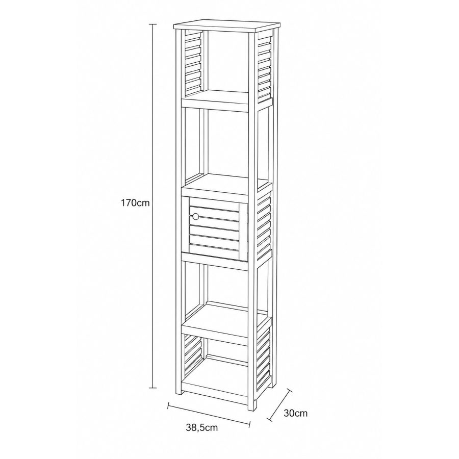 Έπιπλο MDF/Ακακία με 1 Ντουλαπάκι και 5 Ράφια Αποθήκευσης Γκρι/Καφέ 38.5x30x170cm MRShome