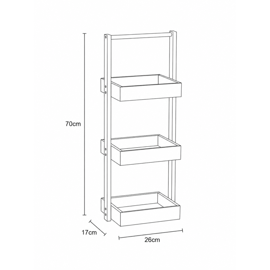 Έπιπλο MDF με 3 Ράφια 26x17x70cm Καφέ MRShome
