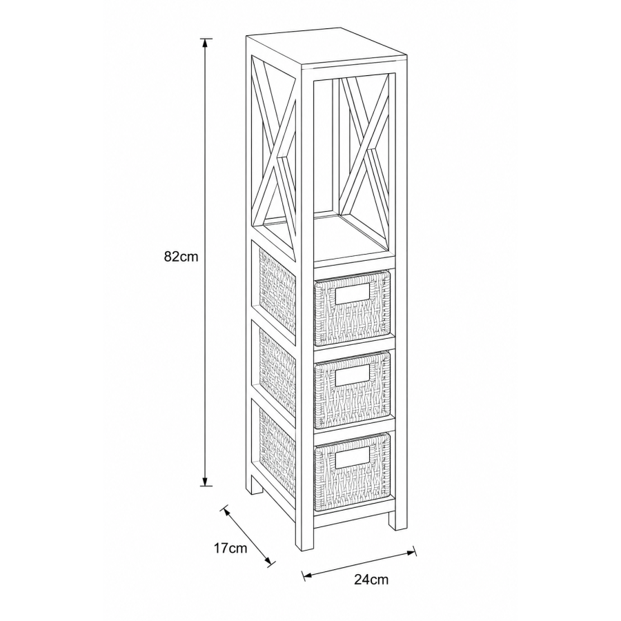 Έπιπλο MDF με 1 Ράφι και 3 Συρτάρια Μπεζ 17x24x82cm MRShome