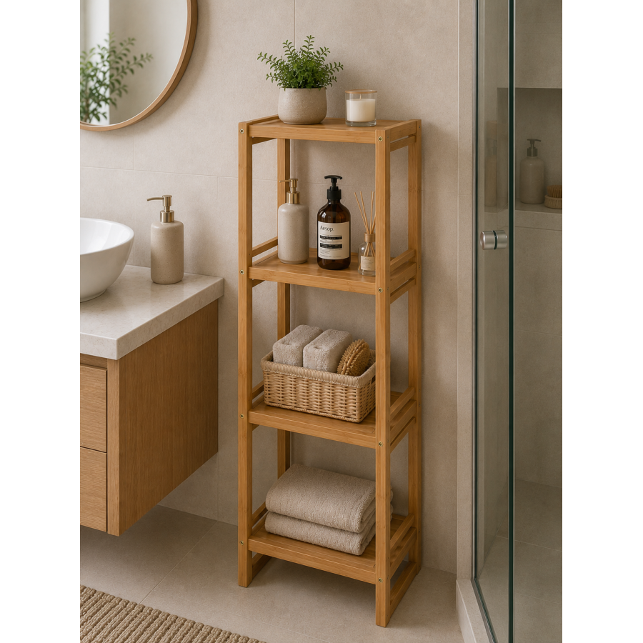 Ραφιέρα από Bamboo με 4 Ράφια Καφέ 33x20x100cm MRShome