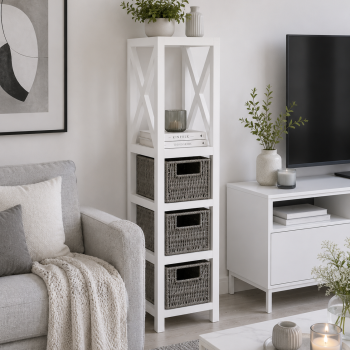 Έπιπλο MDF με 1 Ράφι και 3 Συρτάρια Γκρι/Λευκό 17x24x82cm MRShome