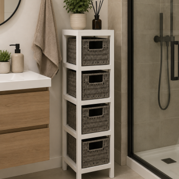 Συρταριέρα με 4 Συρτάρια MDF Γκρι/Λευκή 17x24x65cm MRShome