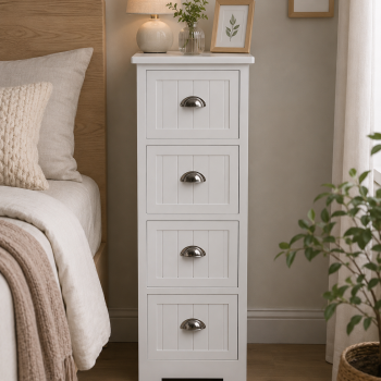 Συρταριέρα MDF με 4 Συρτάρια Λευκή 35x30x90cm MRShome