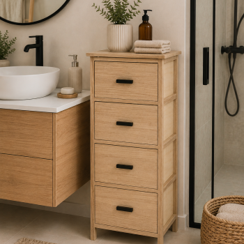 Συρταριέρα MDF με 4 Συρτάρια 37.5x27.5x86cm Μπεζ MRShome