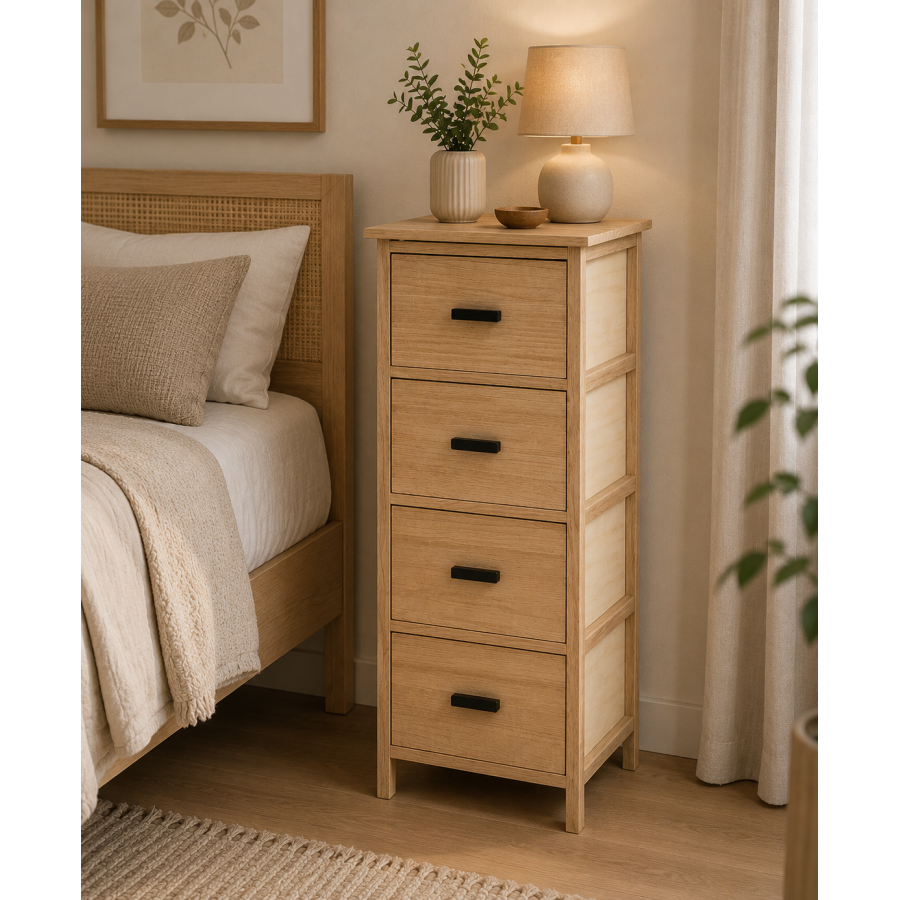 Συρταριέρα MDF με 4 Συρτάρια 37.5x27.5x86cm Μπεζ MRShome