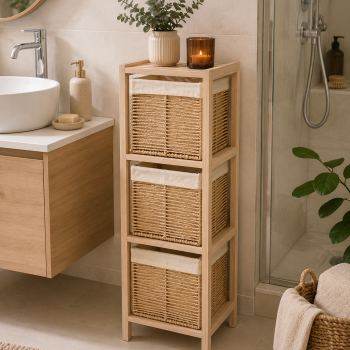 Συρταριέρα MDF με 3 Συρτάρια 25x25x77cm Μπεζ MRShome