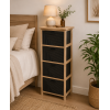 Συρταριέρα MDF με 4 Συρτάρια 37.5x27.5x86cm Φυσική/Μαύρη με Σχέδιο MRShome