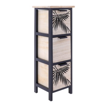 Συρταριέρα MDF με 3 Συρτάρια 25x25x77cm Μπεζ/Μαύρη με Σχέδιο MRShome