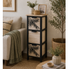 Συρταριέρα MDF με 3 Συρτάρια 25x25x77cm Μπεζ/Μαύρη με Σχέδιο MRShome