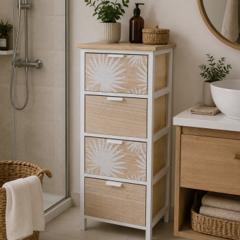 Συρταριέρα MDF με 4 Συρτάρια 37.5x27.5x86cm Μπεζ με Σχέδιο MRShome