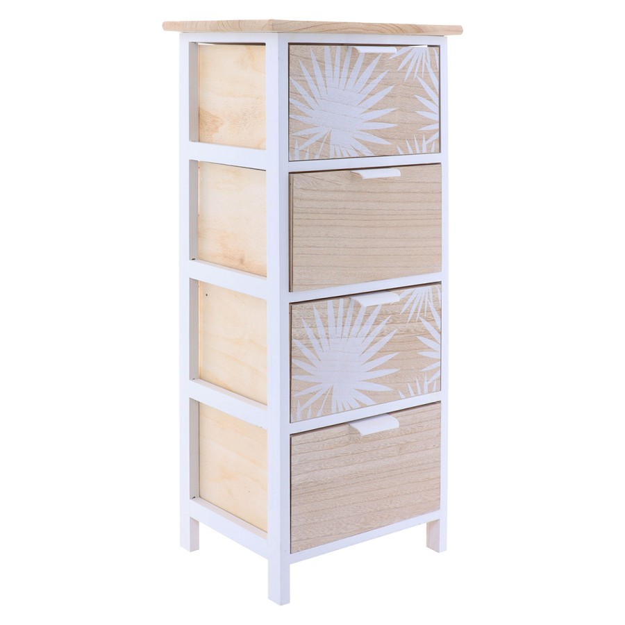 Συρταριέρα MDF με 4 Συρτάρια 37.5x27.5x86cm Μπεζ με Σχέδιο MRShome