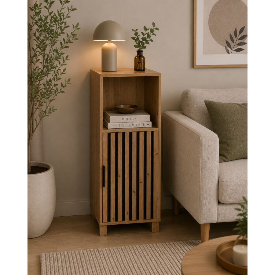 Έπιπλο Ξύλινο με Ντουλάπι και Ράφι Καφέ 35x30x86cm MRShome