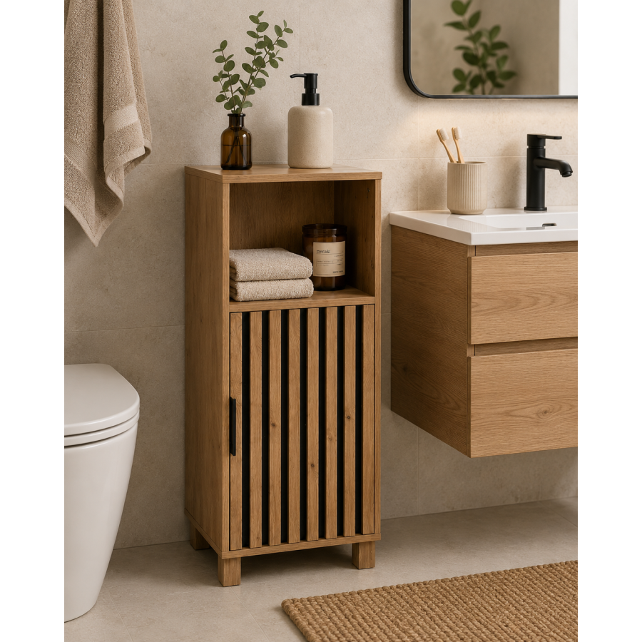 Έπιπλο Ξύλινο με Ντουλάπι και Ράφι Καφέ 35x30x86cm MRShome