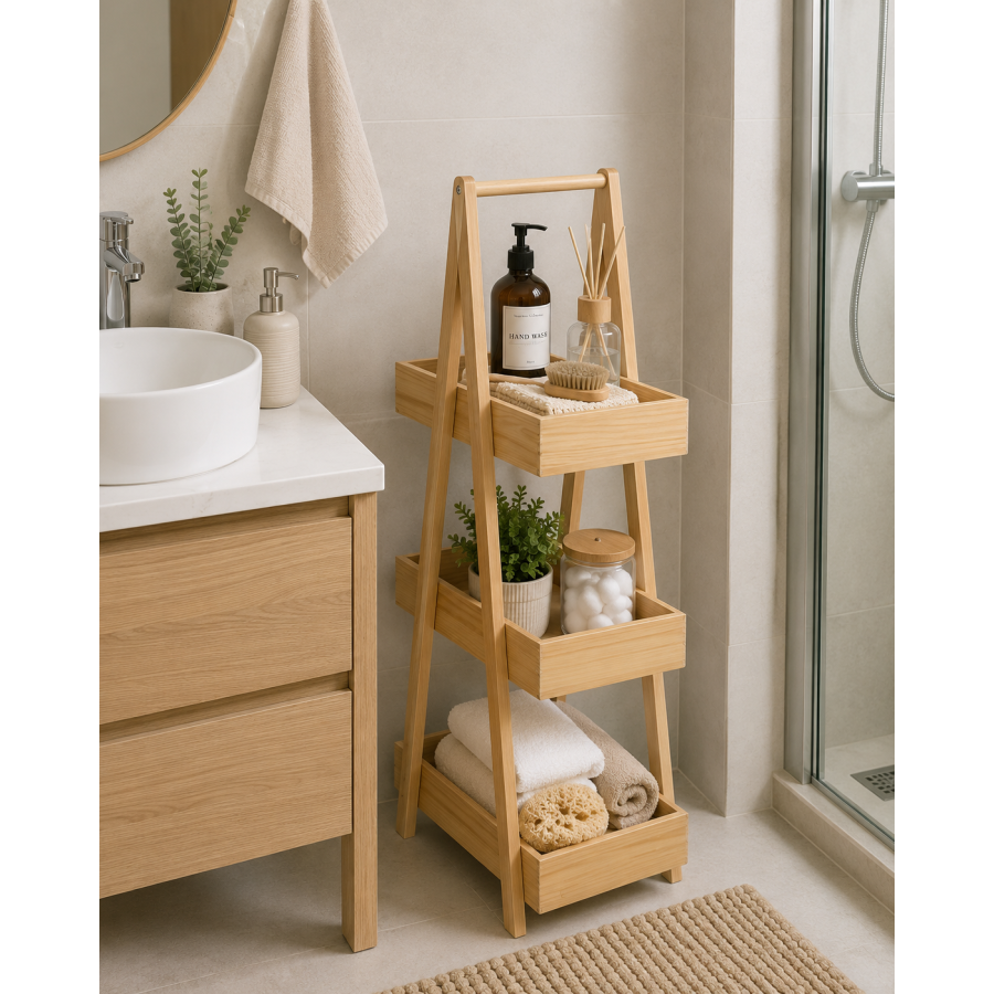 Ραφιέρα MDF με 3 Επίπεδα Φυσική 30x19x81cm MRShome