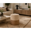 Σκαμπώ Πουφ Ξύλινο Bamboo Λευκό/Μπεζ Φ34x36cm MRShome