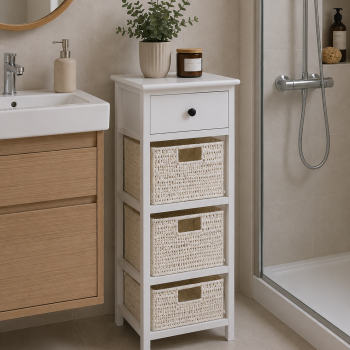 Συρταριέρα Λευκή MDF με 4 Συρτάρια 37.5x27.5x86cm MRShome