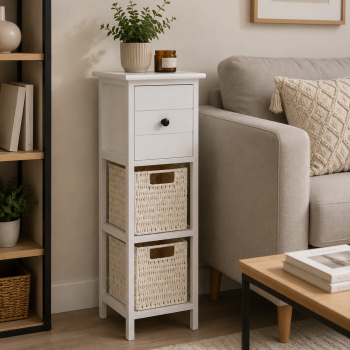 Συρταριέρα MDF με 3 Συρτάρια 25x25x77cm Λευκή MRShome