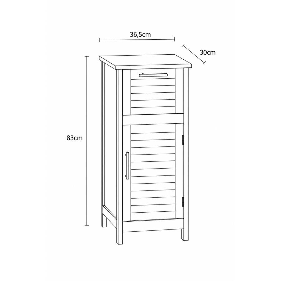 Έπιπλο MDF/Βελανιδιά με 1 Συρτάρι και 1 Ντουλάπι με Ράφι στο Εσωτερικό 36.5x30x83cm MRShome