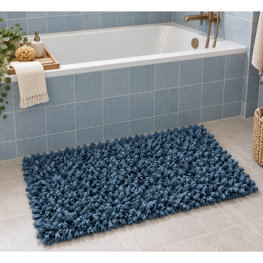 EVORA Χειροποίητο Πατάκι 50x70cm Μπλε C04 Mrshome