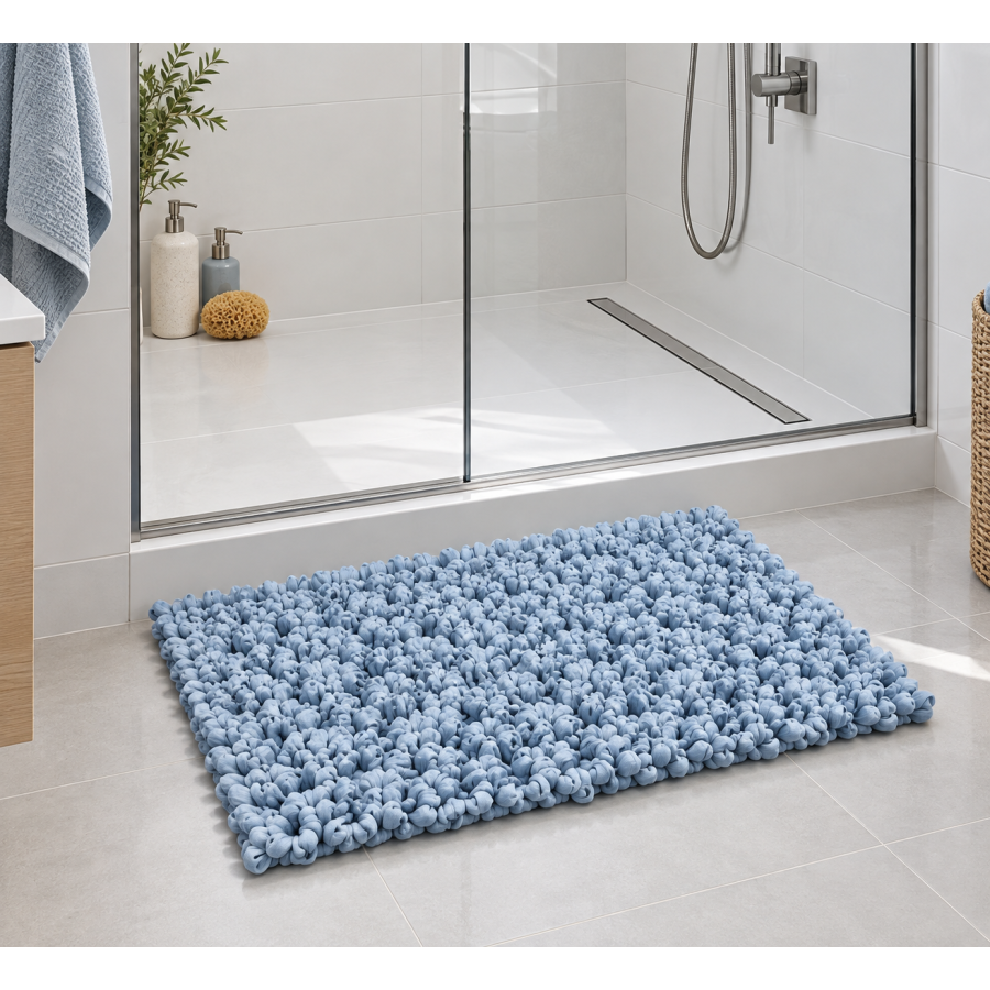 EVORA Χειροποίητο Πατάκι 50x70cm Γαλάζιο C05 Mrshome
