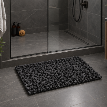 EVORA Χειροποίητο Πατάκι 50x70cm Μαύρο C12 Mrshome