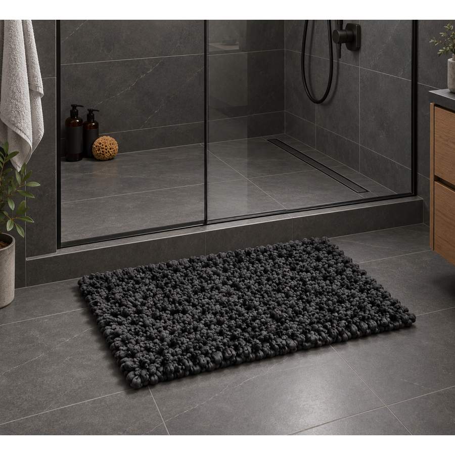EVORA Χειροποίητο Πατάκι 50x70cm Μαύρο C12 Mrshome