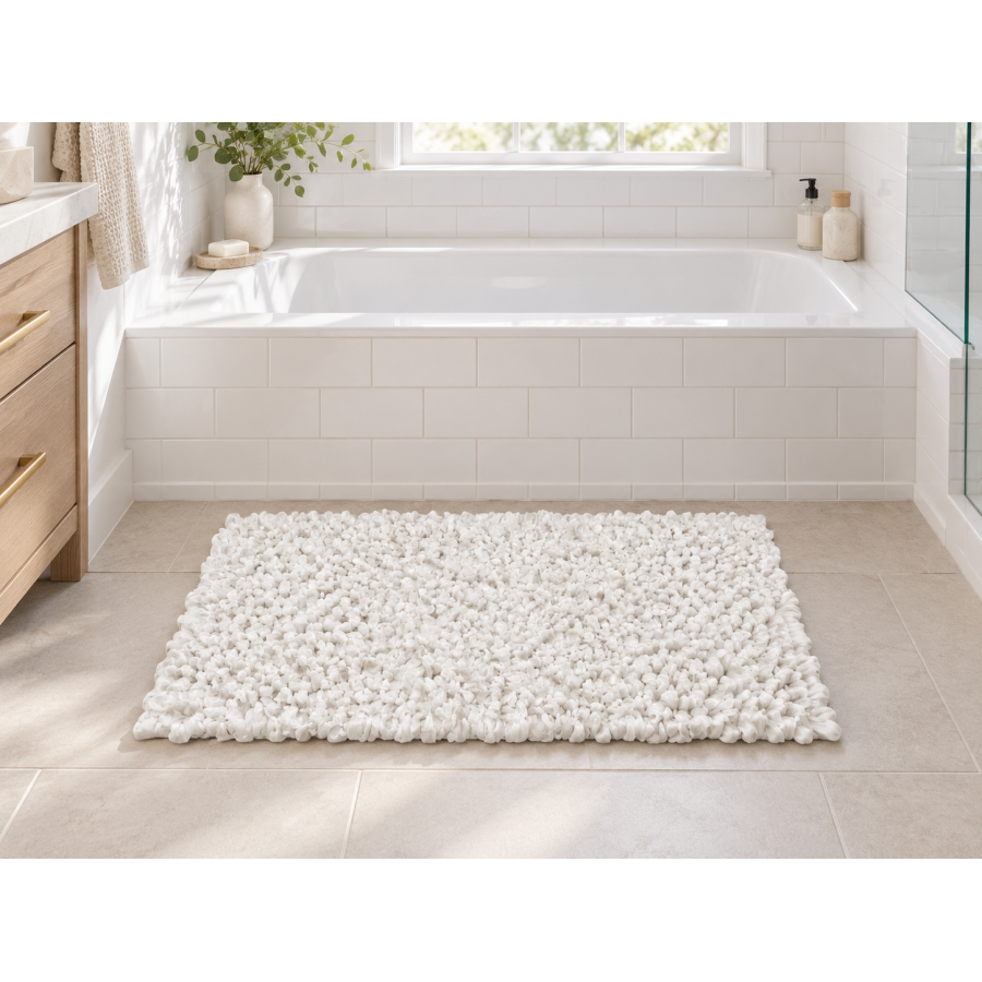 EVORA Χειροποίητο Πατάκι 50x70cm Λευκό C13 Mrshome