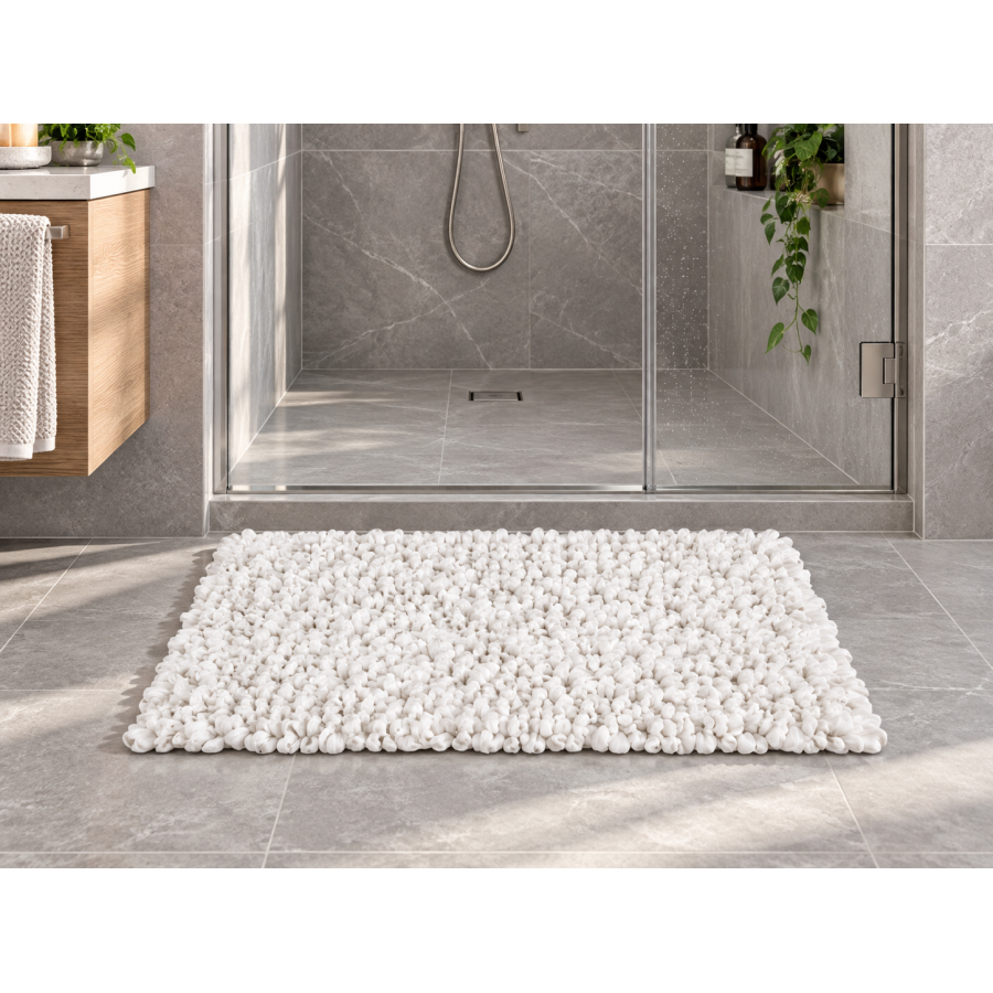 EVORA Χειροποίητο Πατάκι 50x70cm Λευκό C13 Mrshome
