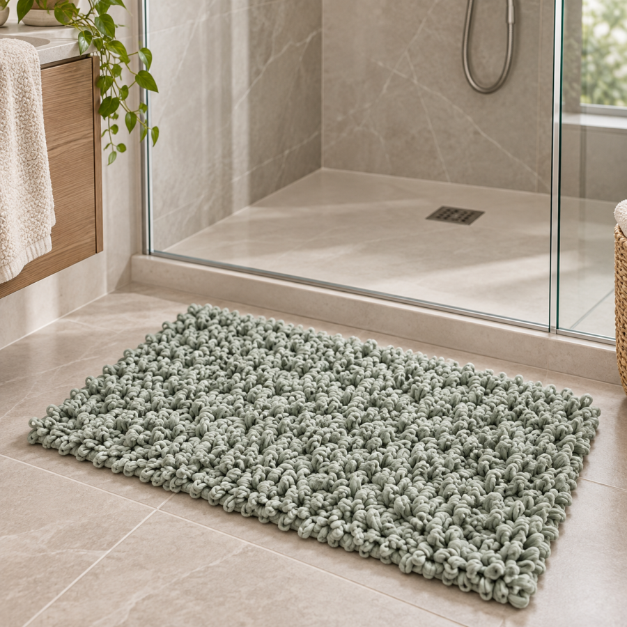 EVORA Χειροποίητο Πατάκι 50x70cm Jade C39 Mrshome