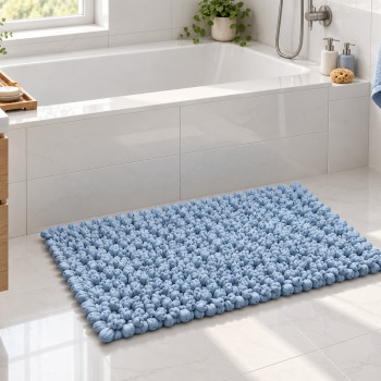 EVORA Χειροποίητο Πατάκι 60x120cm Γαλάζιο C05 Mrshome