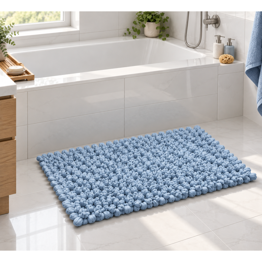 EVORA Χειροποίητο Πατάκι 60x120cm Γαλάζιο C05 Mrshome