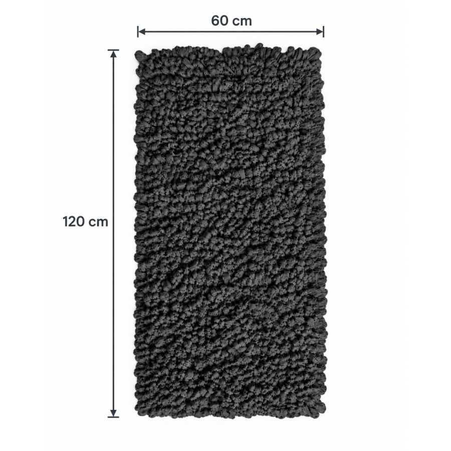 EVORA Χειροποίητο Πατάκι 60x120cm Μαύρο C12 Mrshome