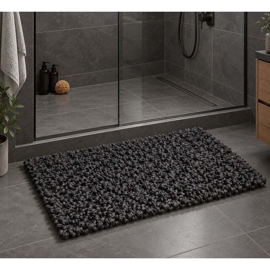 EVORA Χειροποίητο Πατάκι 60x120cm Μαύρο C12 Mrshome
